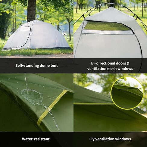 خيام للتخييم من شخص إلى شخصين، خيمة خفيفة الوزن تحمل على الظهر طبقة مزدوجة مقاومة للماء ببابين خيمة تخييم للتنزه في الهواء الطلق والتخييم وتسلق الجبال والسفر in Kuwait