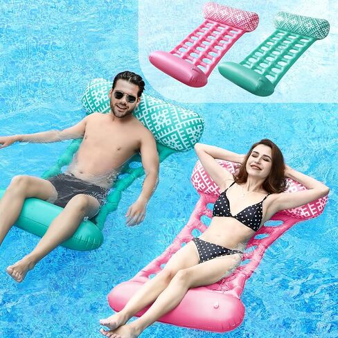Pool Floats - 2 Pack Pool Floats Adult Size 4-in-1 Pool Floaties, Swimming Pool Water Hammock Lounge, Thick PVC Material in Saudi Arabia