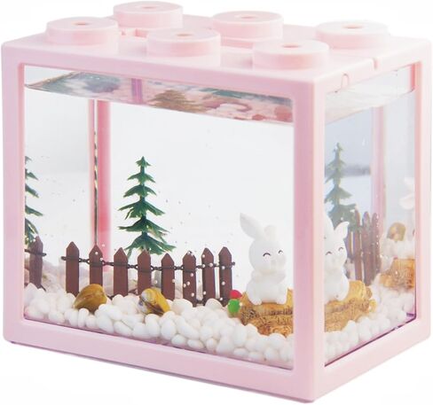 Small Betta Fish Tank, Stackable Mini Aquarium Tank Kit with Aquarium Gravel & Forest Micro Landscape, 0.6 Gallon Acrylic Cube Fish Bowl for Sea Monkeys Shrimp Snails (Clear) in Saudi Arabia