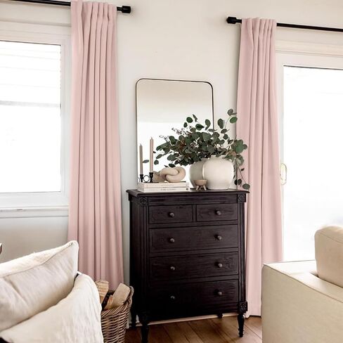 INOVADAY 100% Cream Blackout Curtains 84 Inch Length 2 Panels Set, Back Tab/Rod Pocket Linen Blackout Curtains for Bedroom Thermal Insulated Room Darkening Drapes Black Out Curtains, 52''W x 84''L in Kuwait