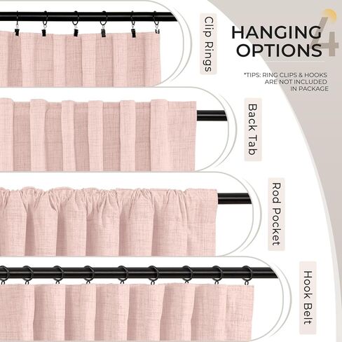 INOVADAY 100% Cream Blackout Curtains 84 Inch Length 2 Panels Set, Back Tab/Rod Pocket Linen Blackout Curtains for Bedroom Thermal Insulated Room Darkening Drapes Black Out Curtains, 52''W x 84''L in Kuwait