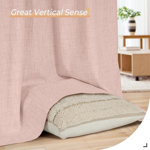 INOVADAY 100% Cream Blackout Curtains 84 Inch Length 2 Panels Set, Back Tab/Rod Pocket Linen Blackout Curtains for Bedroom Thermal Insulated Room Darkening Drapes Black Out Curtains, 52''W x 84''L in Kuwait