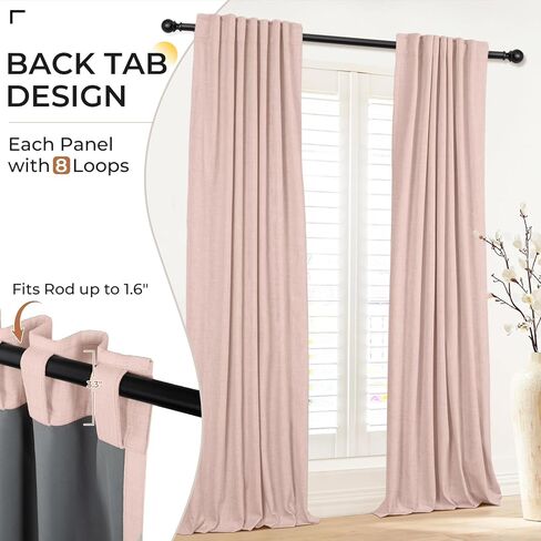 INOVADAY 100% Cream Blackout Curtains 84 Inch Length 2 Panels Set, Back Tab/Rod Pocket Linen Blackout Curtains for Bedroom Thermal Insulated Room Darkening Drapes Black Out Curtains, 52''W x 84''L in Kuwait