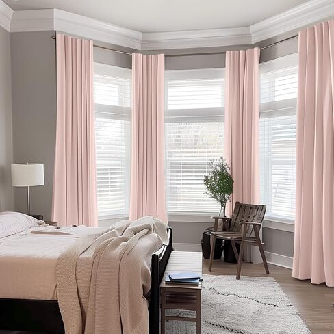 INOVADAY 100% Cream Blackout Curtains 84 Inch Length 2 Panels Set, Back Tab/Rod Pocket Linen Blackout Curtains for Bedroom Thermal Insulated Room Darkening Drapes Black Out Curtains, 52''W x 84''L in Kuwait