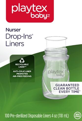 Playtex Baby Nurser Pre-Sterilized Disposable Drop-Ins Bottle Liners, Closer to Breastfeeding, 4 Oz, 50 Count in Saudi Arabia