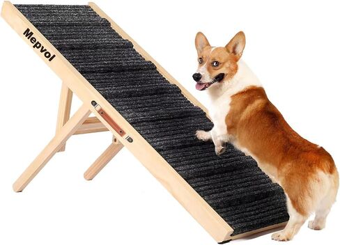 Dog Ramp,Stable Wooden Pet Ramp for All Small and Older Animals,43.5" Long Ramps with 8 Steps,Adjustable from 14" to 26", Folding Pet Ramps Great for High Bed Couch and Cars,(250Lbs Capacity) in Saudi Arabia