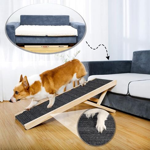 Dog Ramp,Stable Wooden Pet Ramp for All Small and Older Animals,43.5" Long Ramps with 8 Steps,Adjustable from 14" to 26", Folding Pet Ramps Great for High Bed Couch and Cars,(250Lbs Capacity) in Saudi Arabia