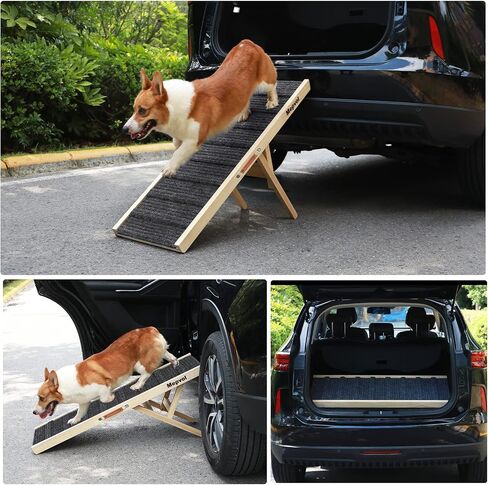 Dog Ramp,Stable Wooden Pet Ramp for All Small and Older Animals,43.5" Long Ramps with 8 Steps,Adjustable from 14" to 26", Folding Pet Ramps Great for High Bed Couch and Cars,(250Lbs Capacity) in Saudi Arabia