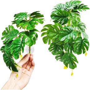 Woyrise Reptile Plants, Terrarium Hanging Plants Vines for Reptile Tank, Amphibian Habitat Leaves Decorations with Suction Cup for Bearded Dragon Lizard Snake Gecko Frog Hermit Crab - 2 Pack Red Ivy in Kuwait