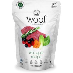 WOOF Wild Goat Freeze Dried Raw Dog Food, Mixer, or Topper, or Treat - High Protein, Natural, Limited Ingredient Recipe 9.9oz
