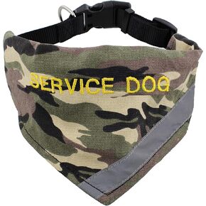 Mondo Medical Service Dog Bandana - 15.5-20in Neck Girth Service Dog Gear Reflective Dog Bandana Handkerchief Bib - Medium Embroidered Service Animal Scarf Collar in Bright Red