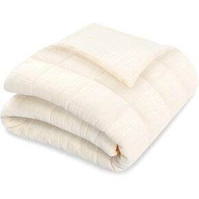 TWINOR Baby Muslin Quilt Blanket，Warm and Lightweight Crib Quilt Neutral Comforter for Newborn and Toddler Boys Girls (Baby Blue)