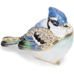 Cottage Garden Mini Chickadee Bird Black 2.5 x 1.5 Metal Figurine Trinket Box