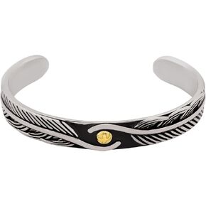 HAQUIL Stainless Steel Gold Tone Native American Feather Cuff Bracelet Jewelry Gift for Men and Women