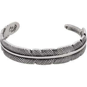 HAQUIL Stainless Steel Gold Tone Native American Feather Cuff Bracelet Jewelry Gift for Men and Women