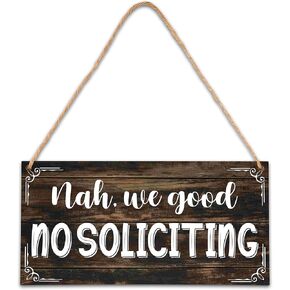 No Soliciting Sign For Front Door, Do Not Knock or Ring Doorbell Wooden Sign, Baby Room Nursery House Bedroom Rustic Hanging Sign, House Warming Gift, Set of 1 Wooden Sign with Rope -A09 in Kuwait