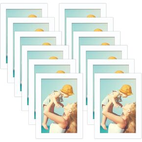 CRUGLA 8x10 White Magnetic Picture Frames for Refrigerator 12 Packs, Modified Magnetic Sheet with Self Adhesive Backing, 8 by 10 Magnetic Photo Craft Frame Set for Glass Window Door Cubicle in Kuwait