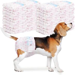 Dog Diapers Female, 90 Count Super Absorbent Disposable Doggie Diapers Waist 10-16.5 in, Small Dog Diapers for in Heat, Excitable Urination, or Incontinence