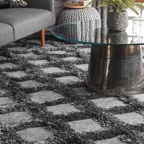nuLOOM Francene Diamond Trellis Shag Area Rug, 5x8, Ivory