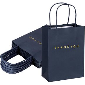 دريو اكياس هدايا بعبارة «Thank You» من 50 قطعة، 5.9 × 3.1 × 8.3 انش، اكياس ورقية خضراء داكنة بمقابض للبيع بالتجزئة وحفلات الزفاف والحفلات والتسوق