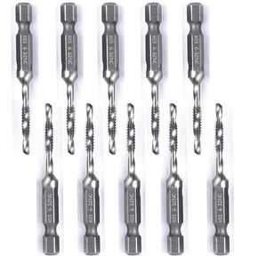 Combination Drill Tap Bit Set Screw Tapping Hex Shank HSS MetricImperial Plug Drill Bits Hand Tools (10PCS 10-32 NC)