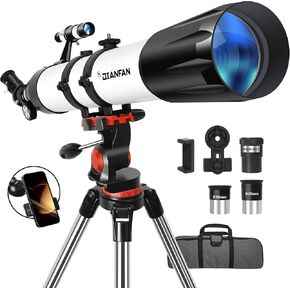 Telescope for Adults High Powered, 90mm 800mm Astronomy Refractor | Portable Professional Telescope for Adults & Beginners, Fully Multi-Coated, Stainless Steel Tripod, Phone Adapter & Carry Bag in Saudi Arabia