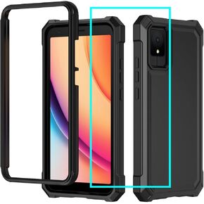 لحالة TCL ION X / حافظة TCL ION V مع واقي الشاشة، حافظة هاتف TCL ION X متجمد من الخلف من مادة البولي كربونات الناعمة من السيليكون الممتص للصدمات من الدرجة العسكرية غطاء حماية كامل الجسم لـ TCL ION V / TCL ION X أزرق