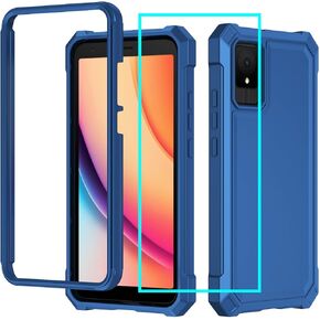 for TCL K11 Case with Screen Protector,TCL K11 Phone Case Front Soft Silicone Bumper Frosted PC Hard Back Full Body Protection Military Grade Shockproof Rugged Corner Cover for TCL K11 T432W Black