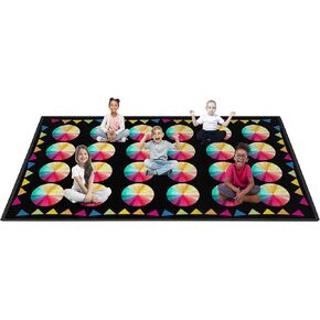 ABCarpet Classroom Rug Elementary,13'x 7'5''Blue Classroom Seating Carpet for Preshool, School, Children's Classroom Preschool Rug Educational Carpet with Non-Slip Backing(Blue and black-24s)