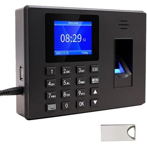 MIKONIYA Time Clock,Attendance Machine ​with Fingerprint,Time Clocks for Employees Small Business,Password Punching in One,2.4 inch TFT Color Screen,with 16G U-Disk in Kuwait