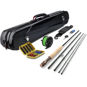 Gonex Fly Fishing Rod, Fly Rod and Reel Combo with Portable Lightweight 4 Piece Fly Fishing Rod 9ft, Aluminum Fly Reel, 12Pcs Fly Flies and Fishing Line Scissors with Travel Case in Kuwait