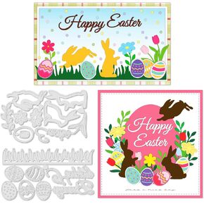 INFUNLY Bunny Die Cuts for Card Making Easter Egg Die Cut Label Metal Cutting Die Flowers Embossing Stencil Template Tool for Easter Day DIY Scrapbooking and Photo Album Card Craft Decoration in Saudi Arabia