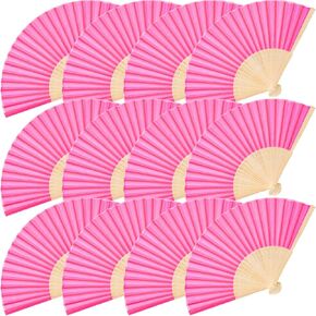JOHOUSE 12PCS White Folding Fans, Handheld Fabric Fan Foldable Chinese Japanese Bamboo Fans for Rave Fan Women Wedding Dancing DIY Clack Fan