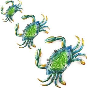 JOYBee Ocean Jellyfish Wall Art Decor-Sea Life Nautical Home Hanging Decor-Glass&Metal Jellyfish Decoration for Pool,Beach,Patio,Living Room,Bathroom,Boat, Coastal Decorations(17inch)