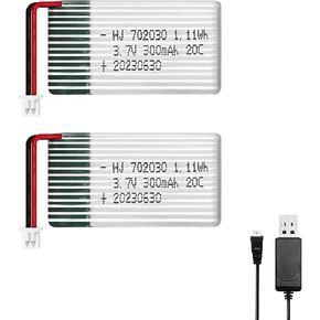HAWK'S WORK Lipo Battery 3.7V 180 mAh, Rechargeable Lithium Polymer Battery for RC Models & Toys (XH 2.54 Connector)
