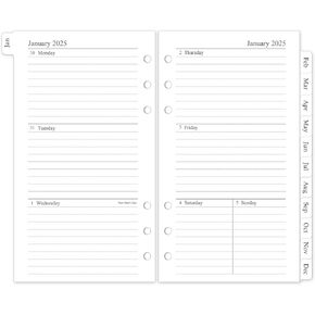 2025 Weekly & Monthly Planner Refill, A6 planner Inserts with Monthly Tabs, Size 3, 3.8"x6.8", 6-Hole Punched