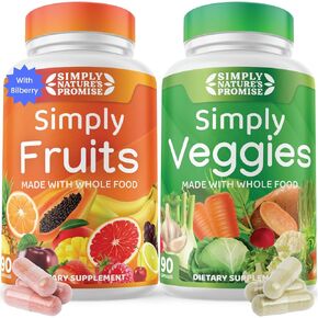 Simply Nature's Promise - Packed with Over 40 Different Fruits & Vegetables - Made with Whole Food Superfoods - Bilberry Extract – 100% Soy Free -360 Capsules -180 Count (Pack of 2)