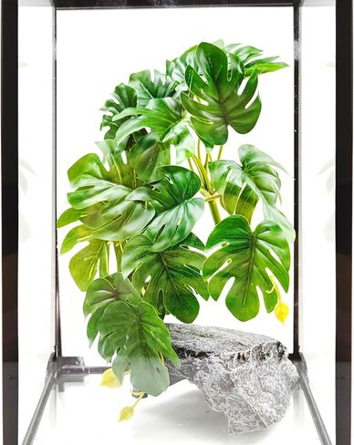 Woyrise Reptile Plants, Terrarium Hanging Plants Vines for Reptile Tank, Amphibian Habitat Leaves Decorations with Suction Cup for Bearded Dragon Lizard Snake Gecko Frog Hermit Crab - 2 Pack Red Ivy in Kuwait
