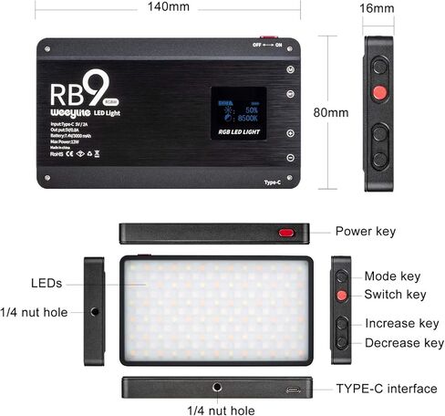 Weeylite 80W Dimmable LED Video Light COB 5600K ضوء النهار Bowens Mount إضاءة الإخراج المستمر CRI 95+/TLCI 95+ APP/جهاز التحكم عن بعد LED ضوء الفيديو للاستوديو/التصوير الفوتوغرافي في الهواء الطلق/تسجيل الفيديو in Kuwait