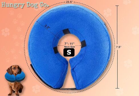 Hungry Dog Co.- Premium Inflatable Dog Collar for Dogs and Cats - Helps in Pet Recovery - Comfortable and Safe for Your Pet - Soft E-Collar – Blue, Medium (8"- 12" Neck) in Saudi Arabia