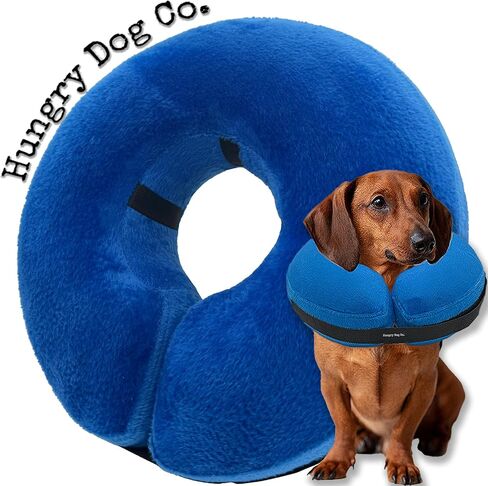 Hungry Dog Co.- Premium Inflatable Dog Collar for Dogs and Cats - Helps in Pet Recovery - Comfortable and Safe for Your Pet - Soft E-Collar – Blue, Medium (8"- 12" Neck) in Saudi Arabia
