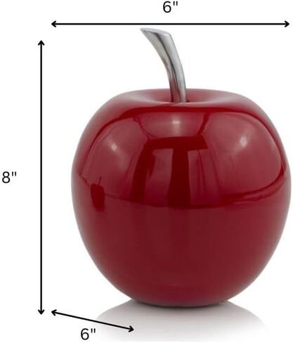 Modern Day Accents 3962 Red Small Manzano Rojo, Apple, Fruit, Tabletop, Accents, Transitional, Teacher, School, Décor, Desk, Silver Stem, Aluminum, L x 4.5" W x 6" H in Kuwait