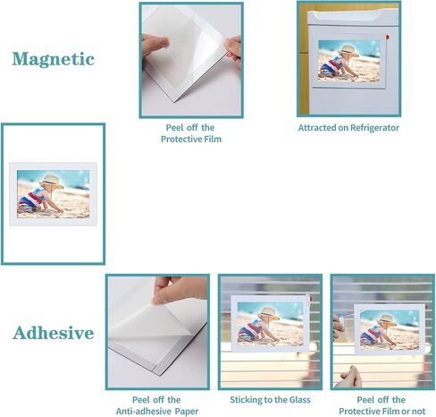 CRUGLA 8x10 White Magnetic Picture Frames for Refrigerator 12 Packs, Modified Magnetic Sheet with Self Adhesive Backing, 8 by 10 Magnetic Photo Craft Frame Set for Glass Window Door Cubicle in Kuwait