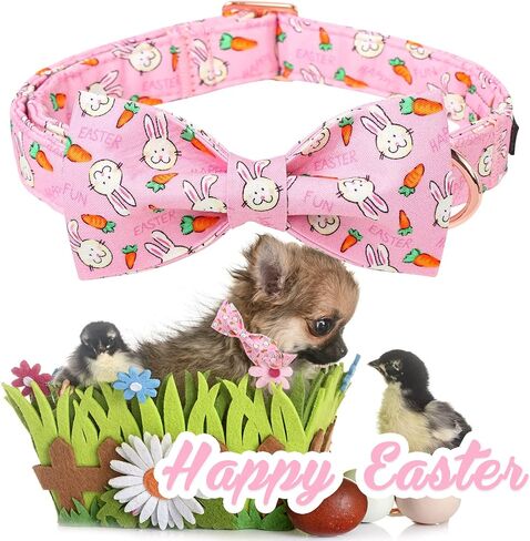 Unique style paws Easter Dog Collar with Bow Colorful Egg Pet Collar Best Gift for Small Medium Large Boys Girls-XL in Kuwait
