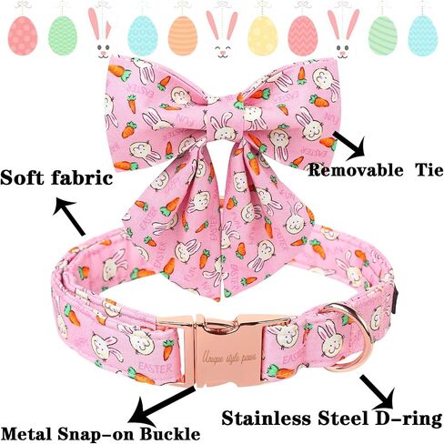 Unique style paws Easter Dog Collar with Bow Colorful Egg Pet Collar Best Gift for Small Medium Large Boys Girls-XL in Kuwait