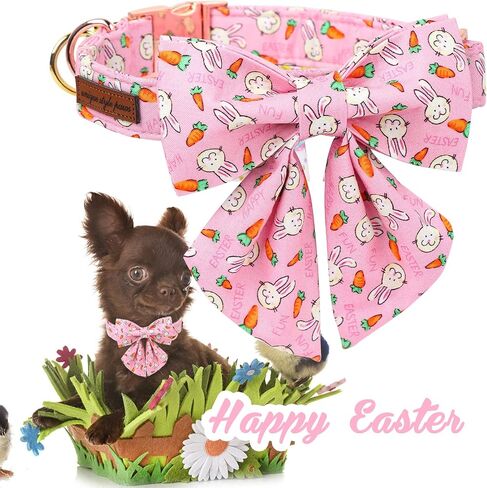 Unique style paws Easter Dog Collar with Bow Colorful Egg Pet Collar Best Gift for Small Medium Large Boys Girls-XL in Kuwait