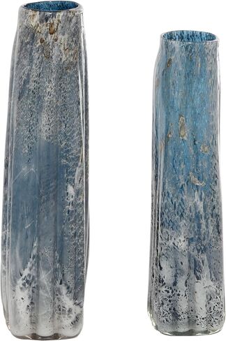 The Novogratz Glass Handmade Blown Vase, Set of 2 16", 15"H, Blue in Kuwait