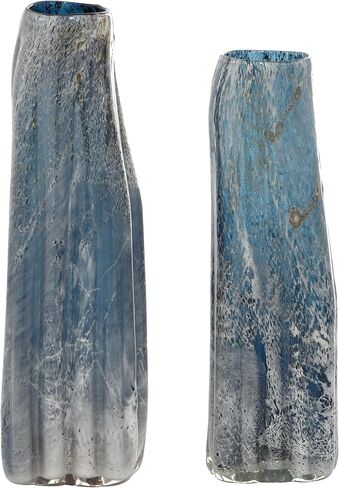 The Novogratz Glass Handmade Blown Vase, Set of 2 16", 15"H, Blue in Kuwait