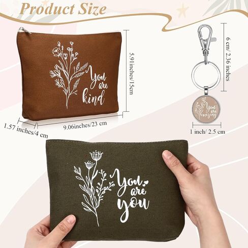 Sieral 20 Pcs Rainbow Cosmetic Bags Rainbow Keychains Inspirational Quotes Canvas Cosmetic Bags Bulk You Are Amazing Loved Makeup Bag Purse Pouch for Women Teacher Appreciation in Saudi Arabia