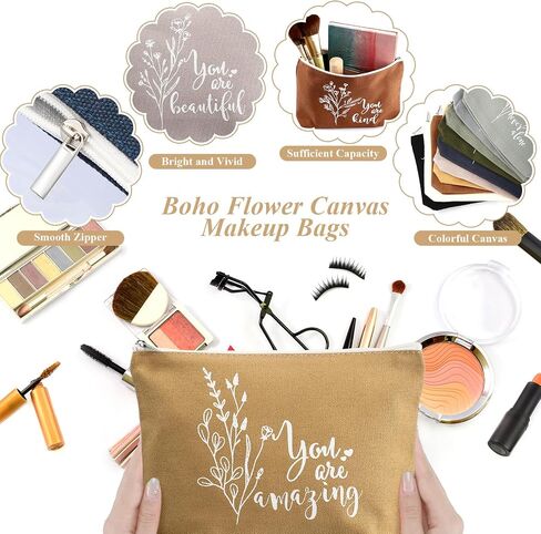 Sieral 20 Pcs Rainbow Cosmetic Bags Rainbow Keychains Inspirational Quotes Canvas Cosmetic Bags Bulk You Are Amazing Loved Makeup Bag Purse Pouch for Women Teacher Appreciation in Saudi Arabia